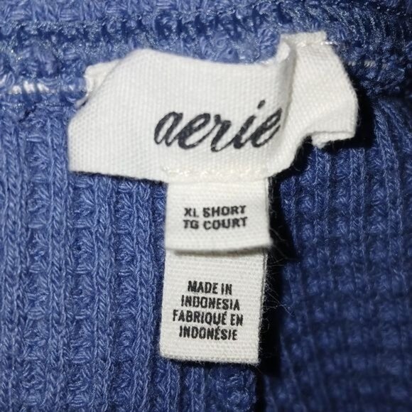 Aerie Blue Waffle Knit Pull On Flare Pants - Picture 7 of 7